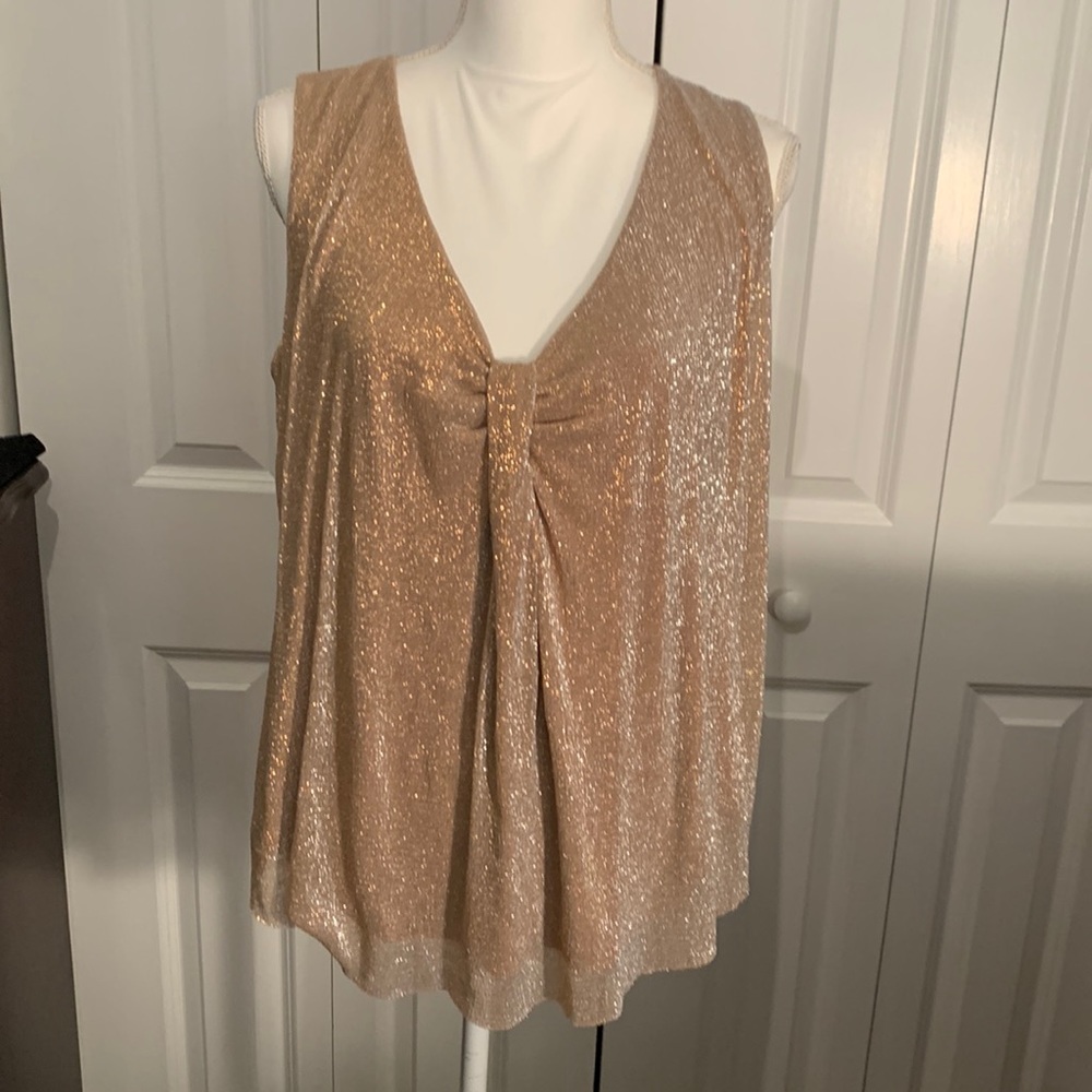 NWT New York and Company sleeveless top with gold and silver threading